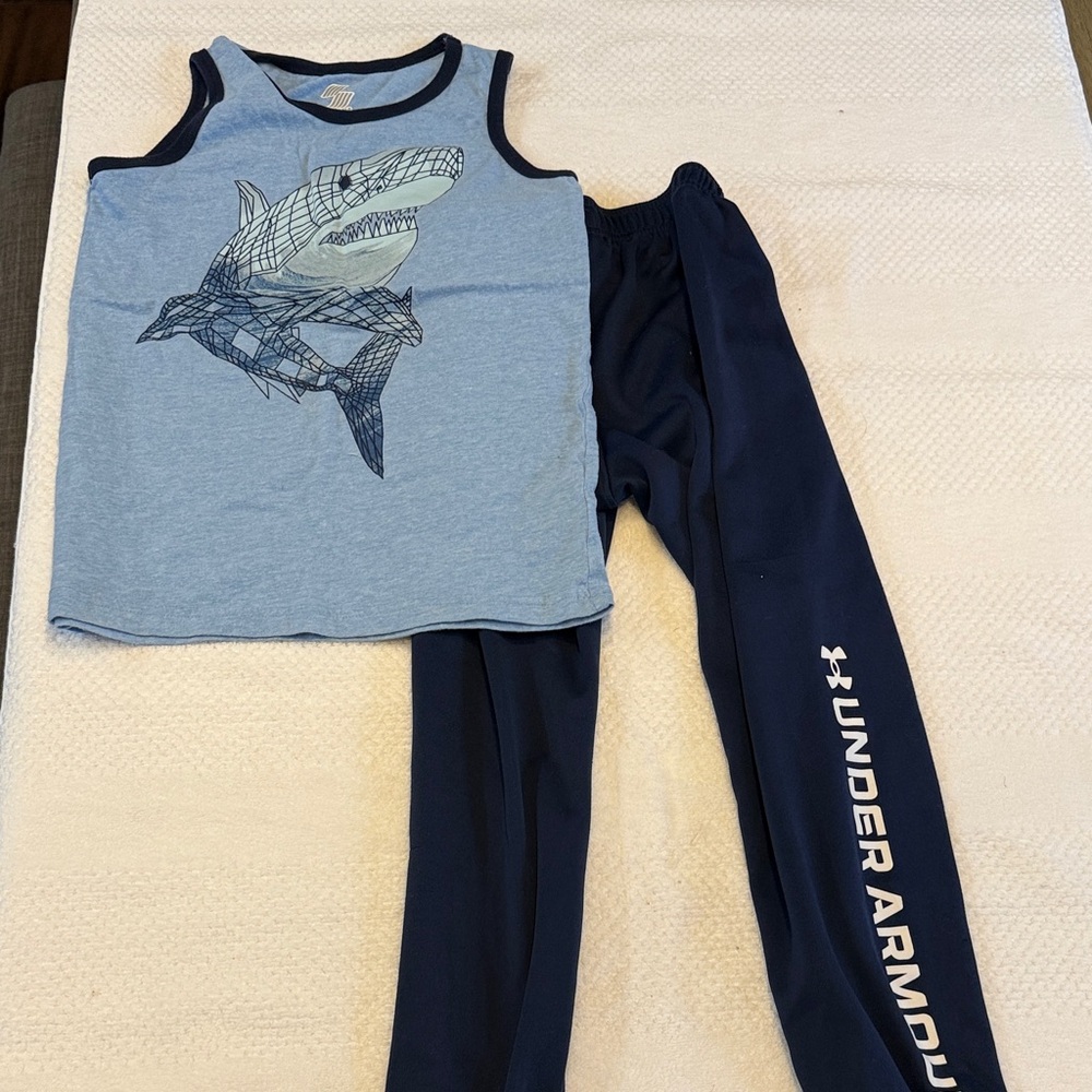 Under Armour Kids Shark Graphic Pajama Set - Light Blue and Navy